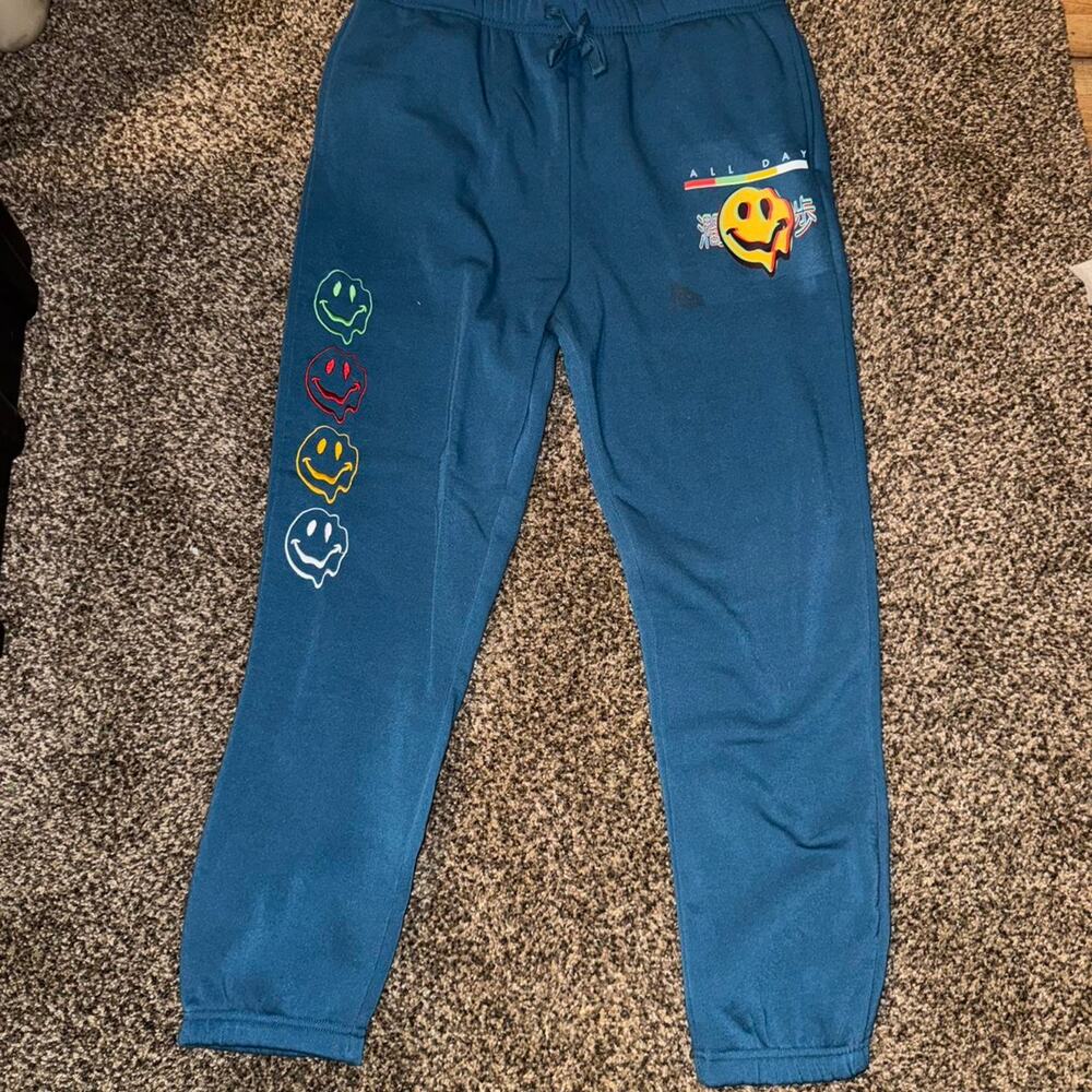 Kids Blue Smiley Face Joggers